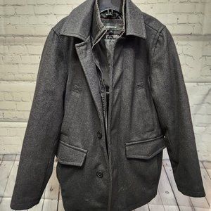 Caliborne Wool Blend Pea Men's Coat Black - Small